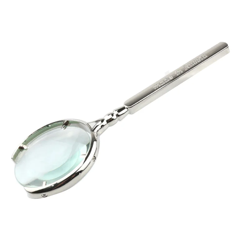 

10X Vintage Reading Magnifier Hand-Held Magnifying Glass with Optical Glass Magnifying Glass Lens Magnifie,Silver