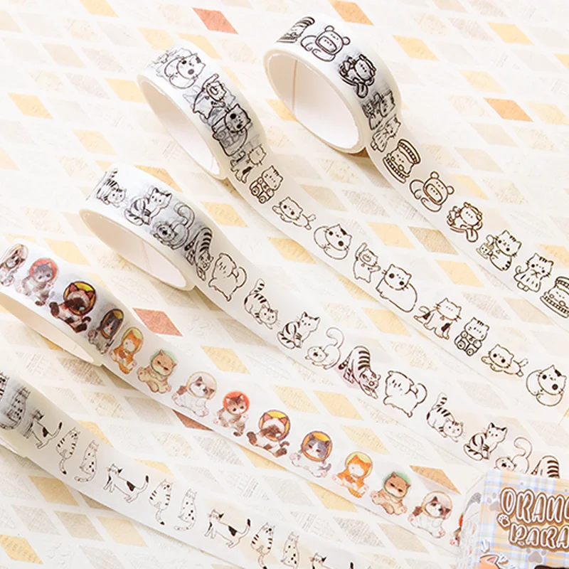 Mr Paper 15 롤/가방 새끼 고양이 추측 시리즈 박스형 테이프 귀여운 핸드북 다이 컷 테이프 Mylar 테이프 DIY 저널 스크랩북 안경