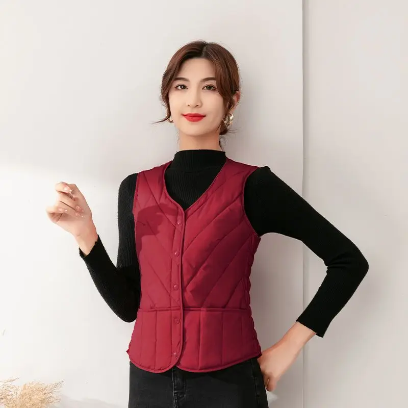 Nanjiren Light Down Vest Women\'s Inner Wearing Short Body Autumn and Winter Women\'s Vest Inner Waistcoat Warm Waistcoat