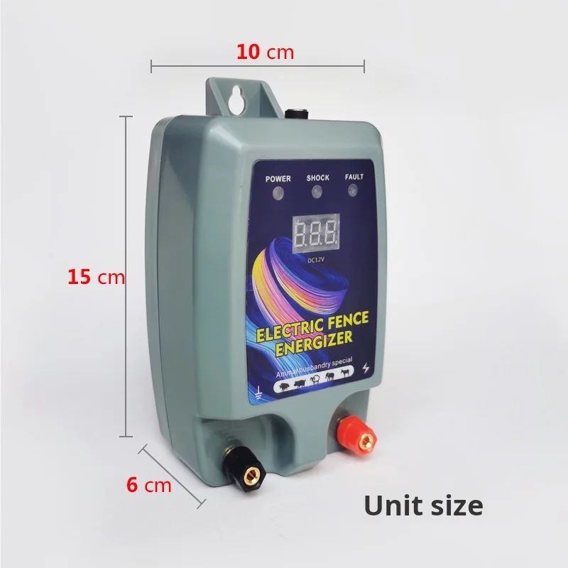 High-decibel alarm electric fence energizer animals farm equipments portable pulse controller poultry livestock fence insulators