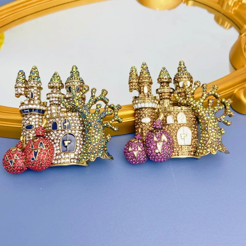 

High Quality Fashion Vintage Heavy Color Mosaic Rhinestone Brooch Corsage Accessories For Women