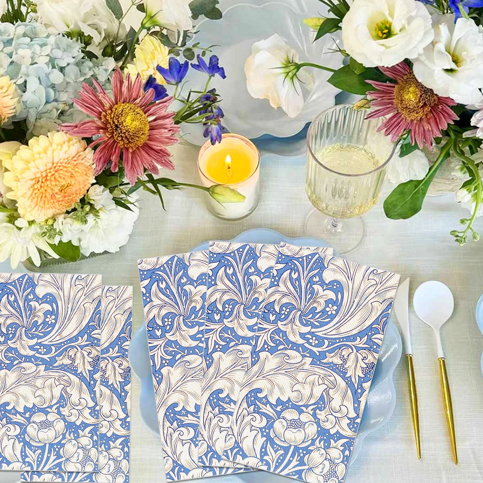 20 teile/satz Vintage Muster Rebe Lange Papier Servietten, Einweg Abendessen Papier Für Party Hochzeit, Taschentücher Badezimmer Handtücher – Detail 5