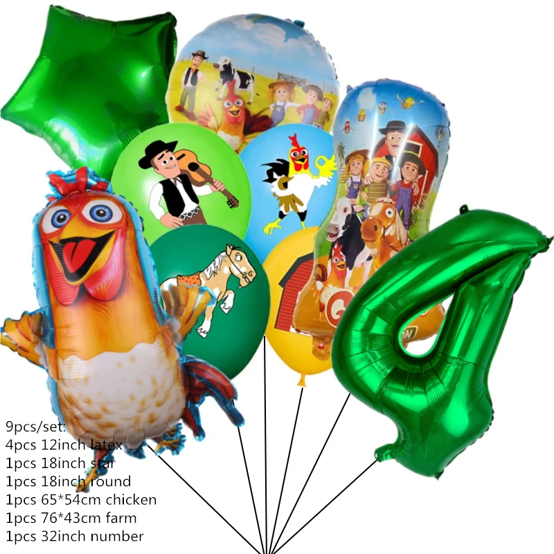 9 Stück Bauernhoftier-Luftballons für Bauernhof-Geburtstagsparty-Dekorationen, Zubehör, Kuh, Huhn, Schaf, Schwein, Huhn, Folienballon, Babyparty – Detail 4
