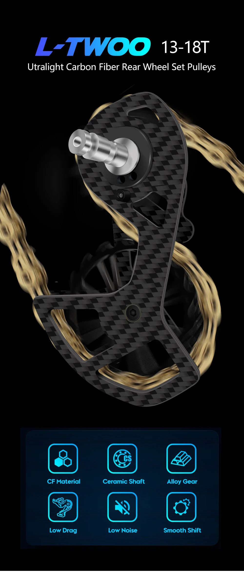 Description Picture 3 of itemBike Bicycle Ceramic Bearing Carbon Fiber Jockey Pulley Wheel Set Rear Derailleurs Guide Wheel 11 Speed 34T Ultegra DURA ACE