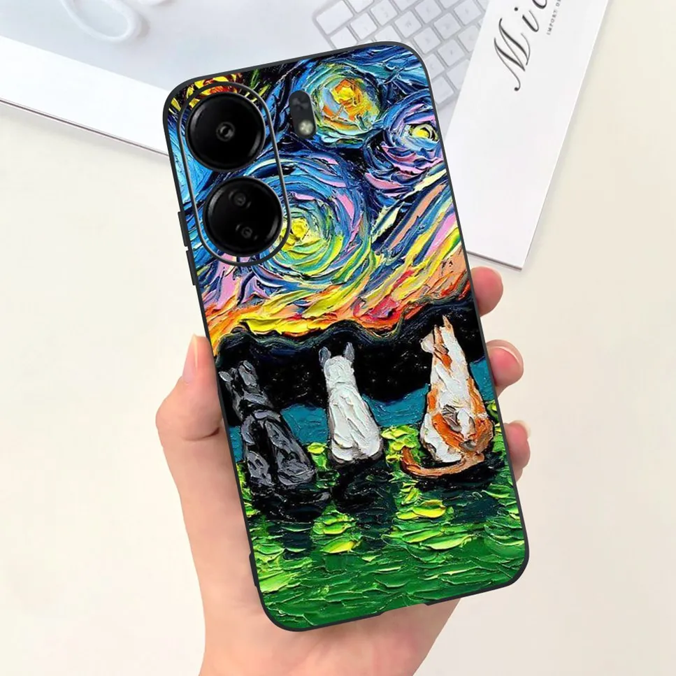 For Xiaomi POCO C65 Case Cute Cartoon Cat Painted TPU Silicone Back Cover For Xioami POCO C65 POCOC65 C 65 6.74 Phone Case Funda
