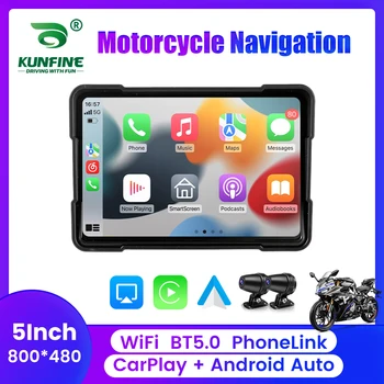 Schermo da 5 pollici MTC13 per moto Carplay impermeabile Schermo portatile IPX7 Navigazione GPS Wireless Android Auto Monitor Bluetooth
