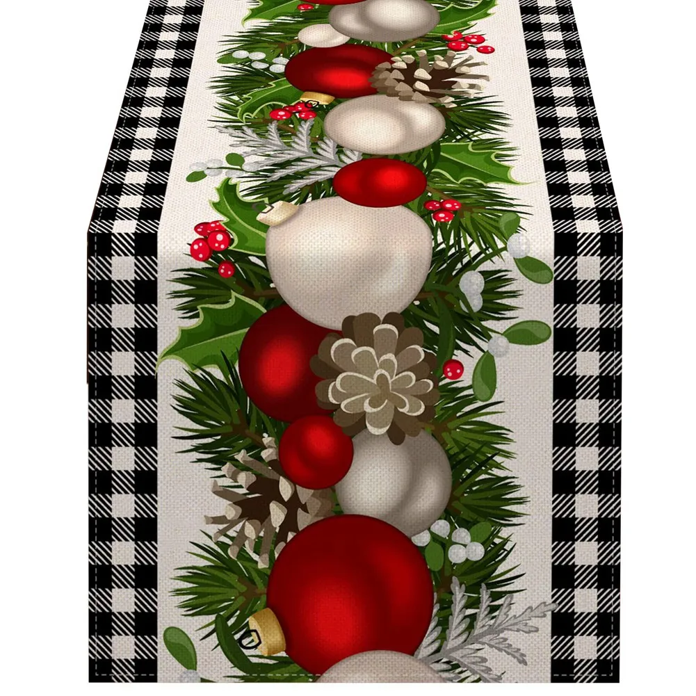 

Gingham Christmas Table Runner Check Xmas Decoration Holiday Home Kitchen Decor