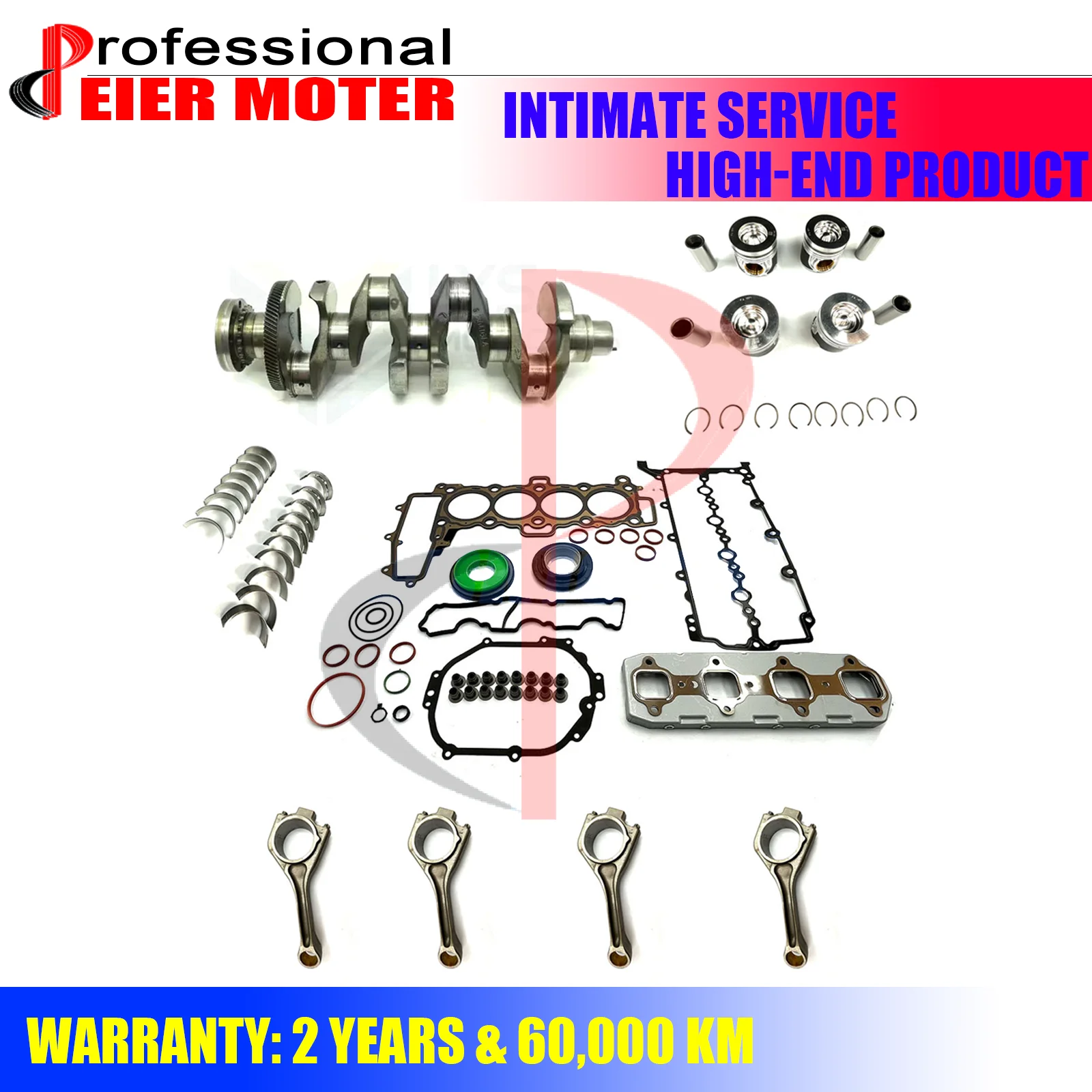 Demier Set Completo Di Guarnizioni Pistone Con Anello Biella Albero Motore Cuscinetto Di Biella Principale Per Land Rover Aj200 204Dta 2.0T Diesel