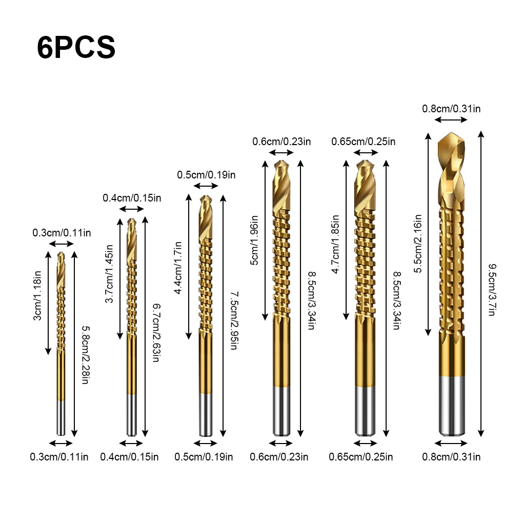 6pc Drill Bit Set Spiral Screw Metric Composite Taps Cutting Carpenter Side Cutting Taps Spiral Saw Drill Bits Woodworking Tools