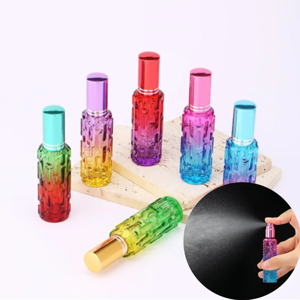 

10ml Gradient Color Perfume Refillable Bottles Thick Glass Empty Spray Bottle For Essential Oil Vial Travel Cosmetic Containers