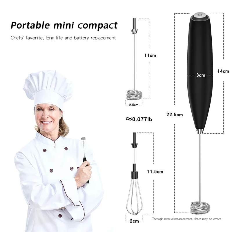 Multifunctional Portable Milk Frother Perfect for Travel Coffee, Matcha, Blended Drinks & Whisking Eggs Battery-Powered