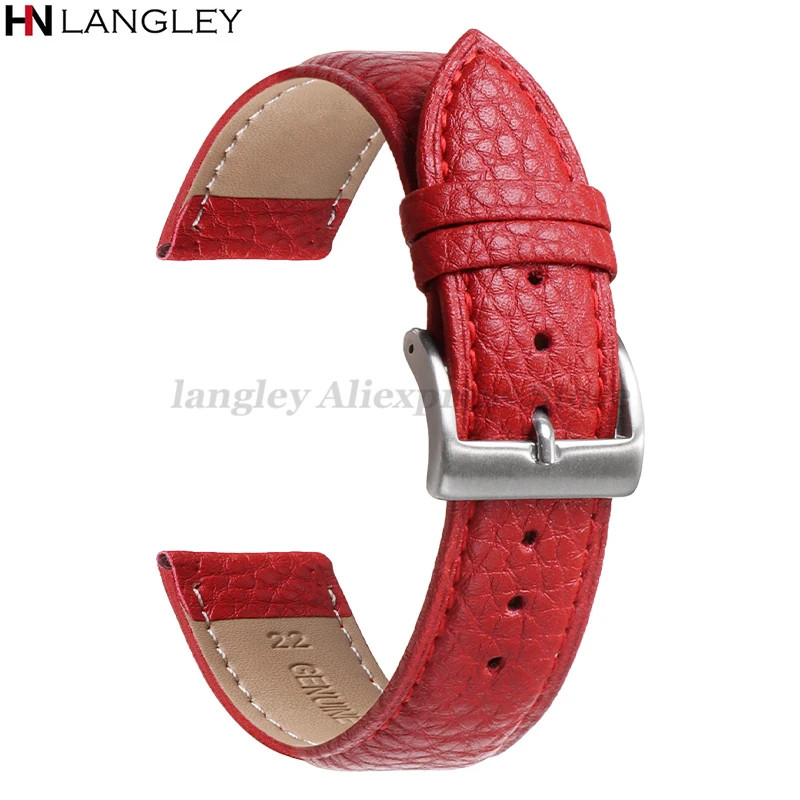 Premium Genuine Leather Litchi Pattern Watch Band – High-Quality Wristband