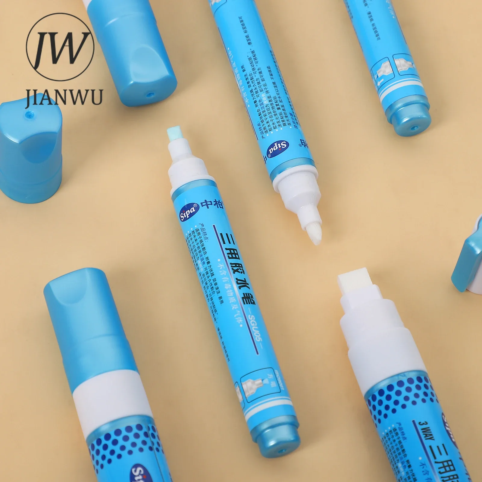 JIANWU 1 Pcs Three-Purpose Fast Dry Glue Pen Creative Large Capacity Solid Glue Pen Shape Glue Stick Kawaii Stationery Supplies 6