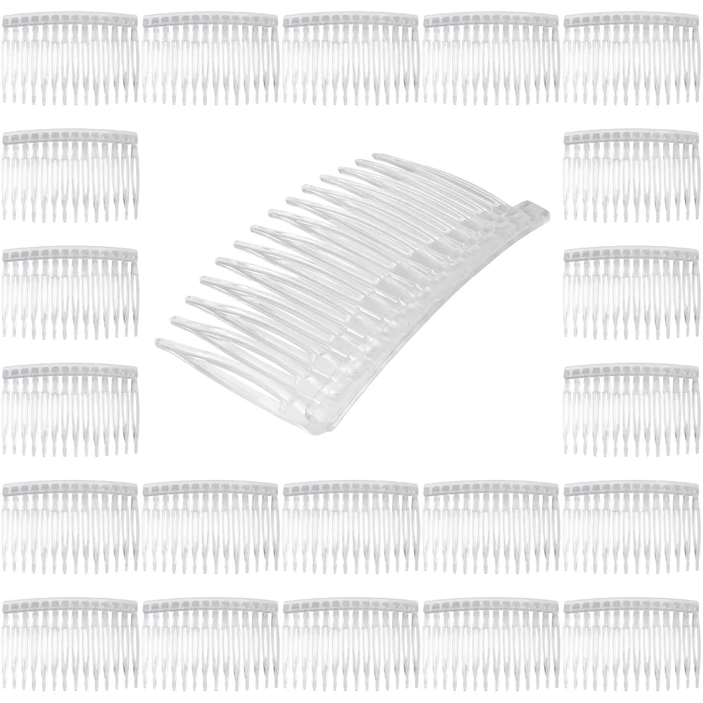 50 Pcs Transparent Plastic Hair Combs For Wedding Veil Headpiece_voghion.com