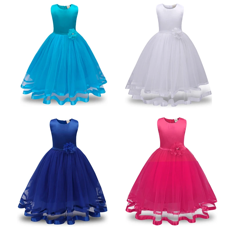 Kids Girls Dresses Princess Bridesmaid Pageant Birthday Party Clothing Wedding Dress Children Sleeveless Costume Flower Dresses