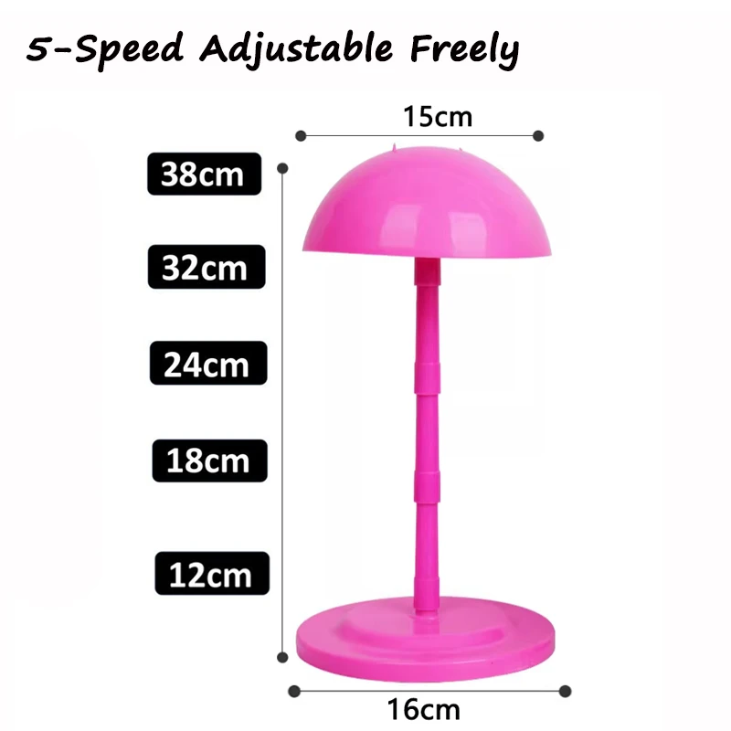 1개입 가발 헤드 스탠드 12-38cm 조절 가능한 버섯 모양 모자 디스플레이 홀더 미끄럼 방지 살롱 스타일링 디스플레이 건조용