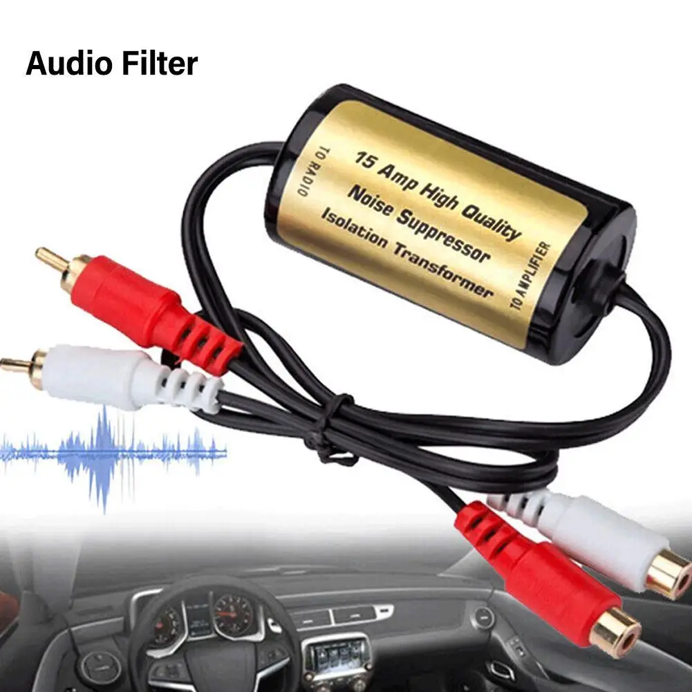 RCA Audio Noise Filter 2x RCA Male, 2x RCA Female Audio Filter Eliminate Ground Loop Humming Buzzing Noise Car Accessories