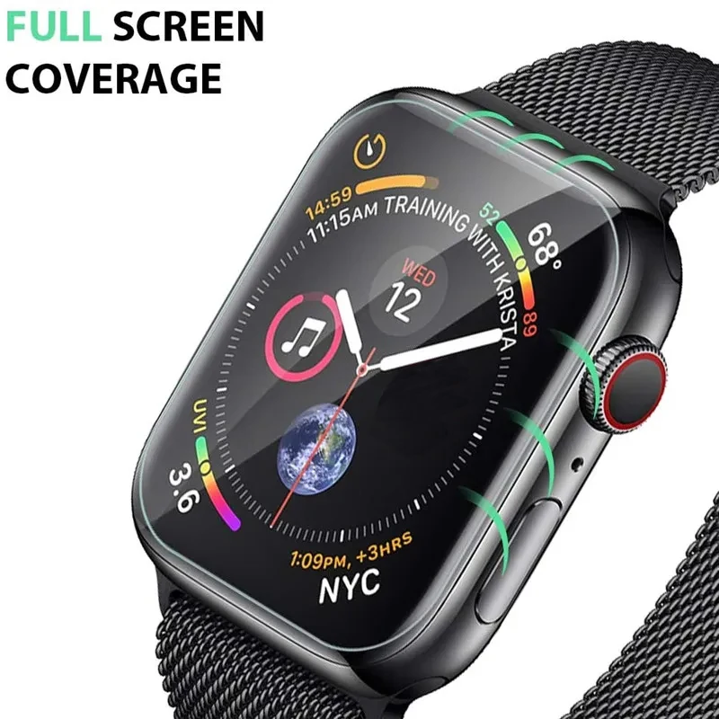 Ochrona ekranu przezroczysty pełna ochrona folia do Apple zegarek 9 8 7 6 SE 5 4 45MM 41MM 40MM 44MM nie szkło dla iWatch 3 38MM 42MM