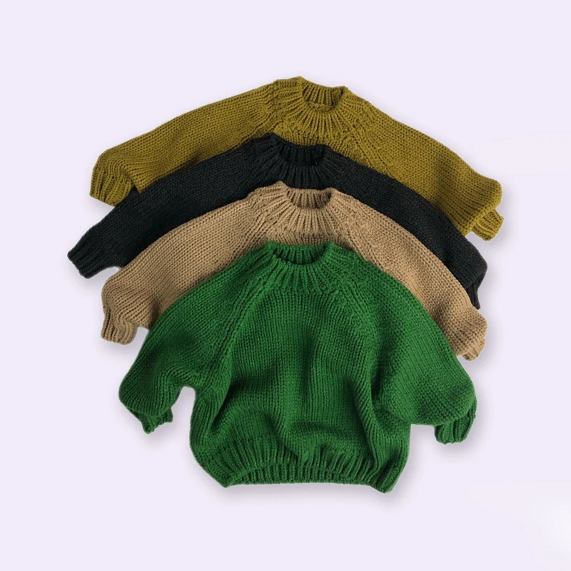 

Pullovers for Kids Knitted Sweaters Winter Baby Girl Clothes Turtlenecks Toddler Boys Knitwears Unsix Children Solid Cotton Tops