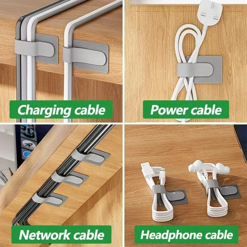 Self-Adhesive Reusable Cable and Cord Organizer Straps