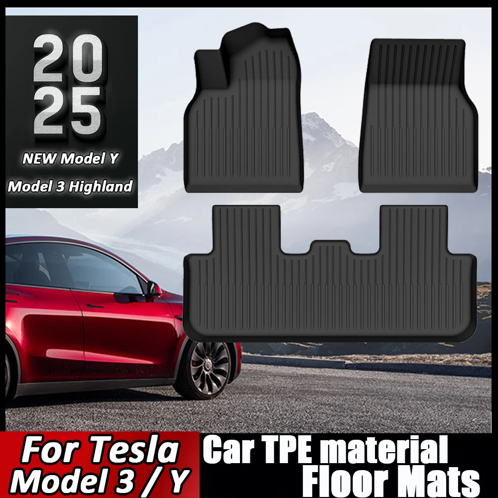 Car Floor Mats TPE For Tesla Model 3 Highland New Model Y -2025 Luggage Mat Set Four Seasons Waterproof Anti-slip Trunk Mat