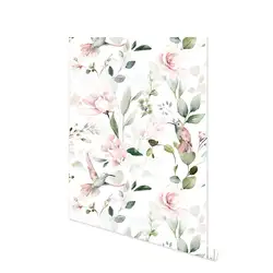 Pink Peony Peel and Stick Wallpaper Vintage Self Adhesive Flower Birds Wallpaper Removable Paper Wall Covering Shelf Drawer