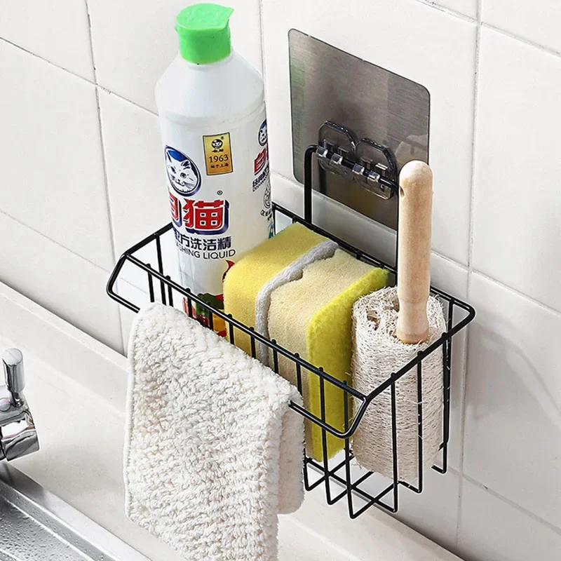 

Hanging Storage Holder Kitchen Rag Dish Cloth Sponge Shelf Storage Basket Bathroom Towel Drain Rack Kitchen Organizer