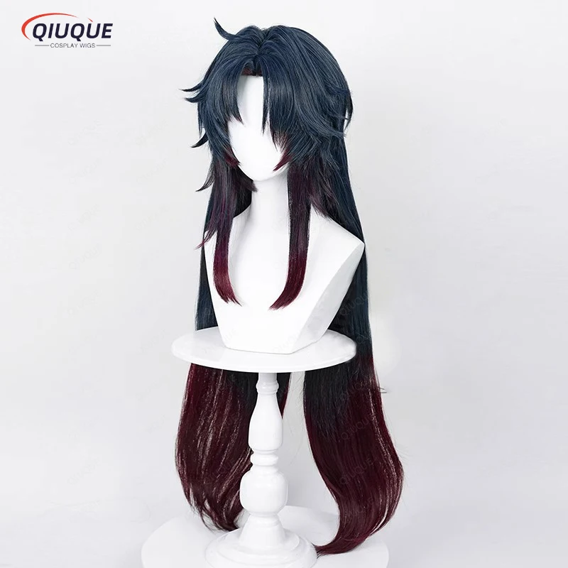 Game Honkai Star Rail Blade Cosplay Wig Long Dark Blue Gradient Dark Red Heat Resistant Hair Synthetic Cosplay Wig + Wig Cap