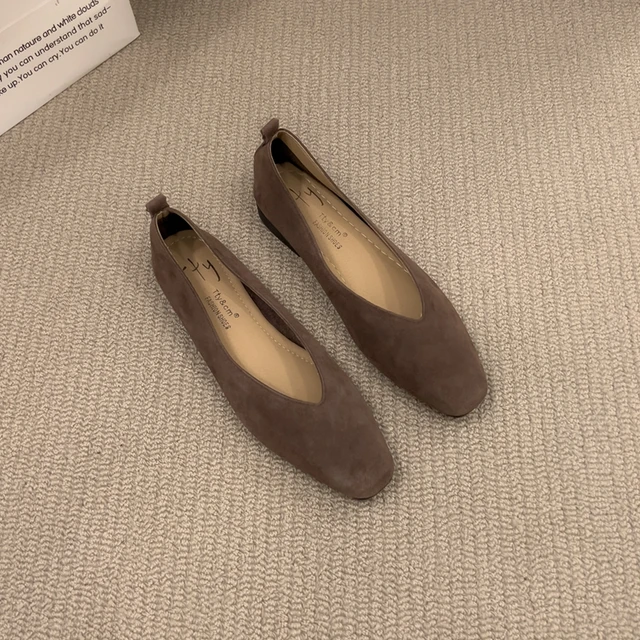 36-42 Over size sexy coffee pointed toe flats ballet shoes women european slip on single loafers brand velvet ballerina zapatos 1