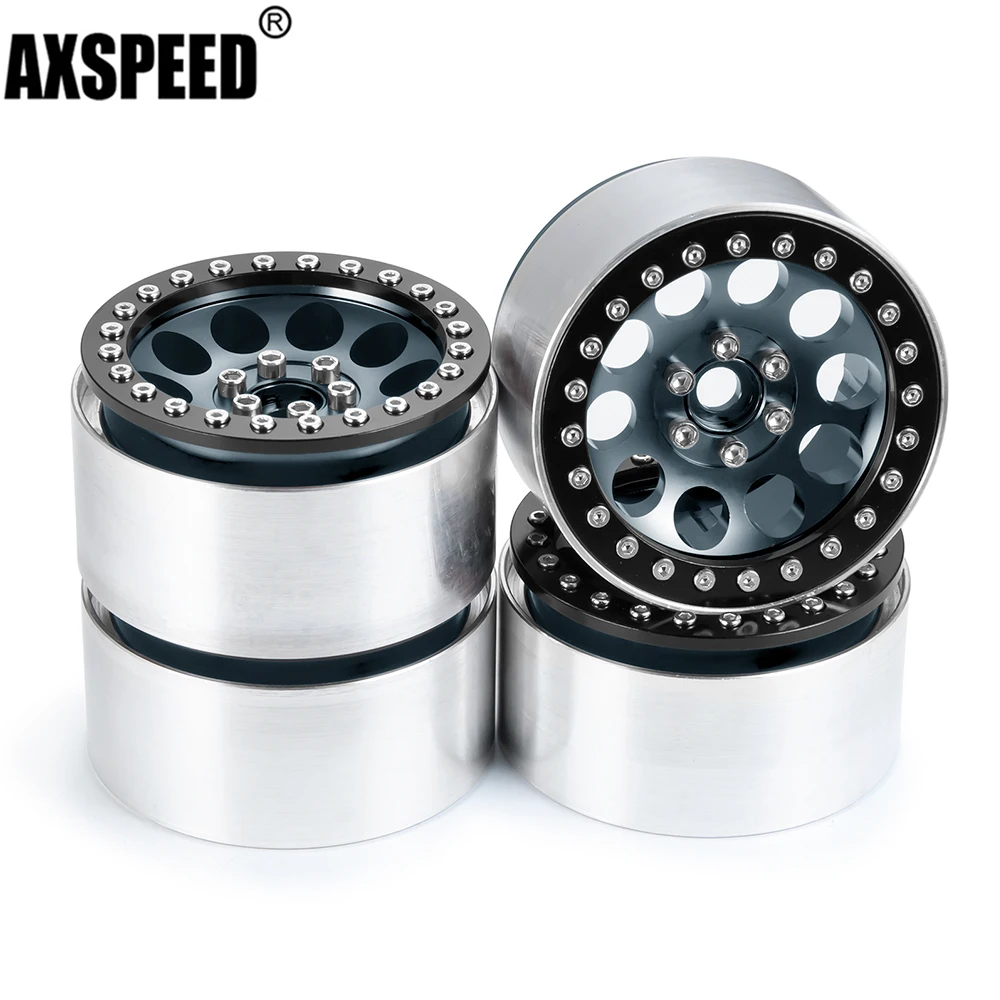 

AXSPEED 4Pcs 2.2 inch Aluminum Wheel Hub Beadlock Rims for 1/10 Axial SCX10 90046 Wraith 90048 TRX4 TRX6 D90 RC Crawler Car