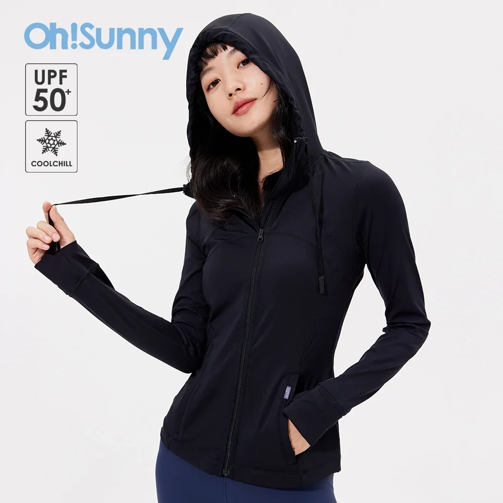 OhSunny Anti-UV UPF50+ Cooling Coats for Women Quick Dry Breathable Slim Long Sleeves Hand Covers Sun Protection Clothes Beach
