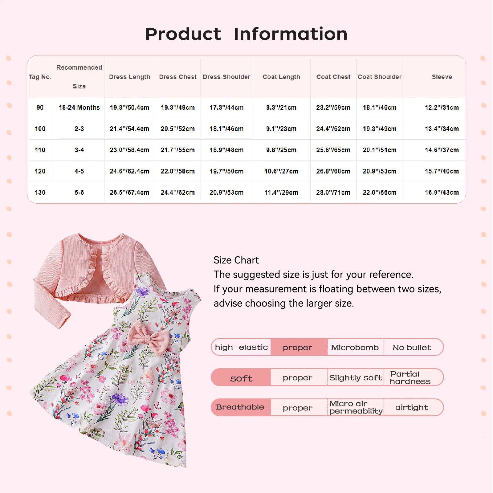 Kids Toddlers Girls Spring Dress Sleeveless Floral Print Sundress with Long Sleeve Ruffle Cardigan Coat Birthday Party Outfits - Image 6