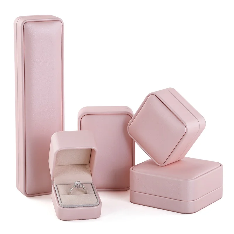 

New Fashion Design PU Leather Ring Earring Jewelry Box Pendant Necklace Jewellery Organizer Gift Packaging Cases