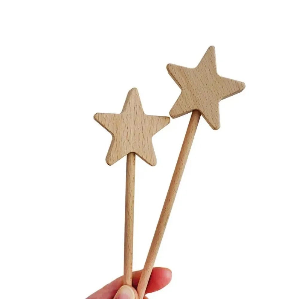 1pc INS Kids Birthday Party Favors Wooden Star Fairy Stick Beech Moon Fairy Wand Baby Shower Cloud Photo Props