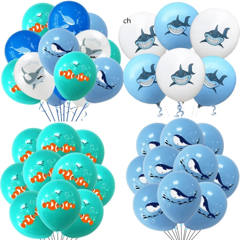 10/30 Stück Blaue Hai-Latexballons Geburtstagsparty-Deko Ozean-Hai-Ballons Geburtstagsdekoration für Kinder Baby-Shower Partyzubehör