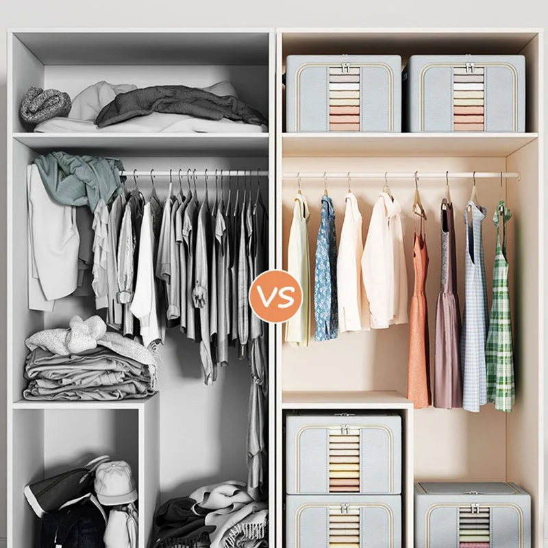 24L Cloth Storage Box Fabric Clothing Moving and Organizing Box Folding Wardrobe Dormitory Storage Basket Household Use Storage 2