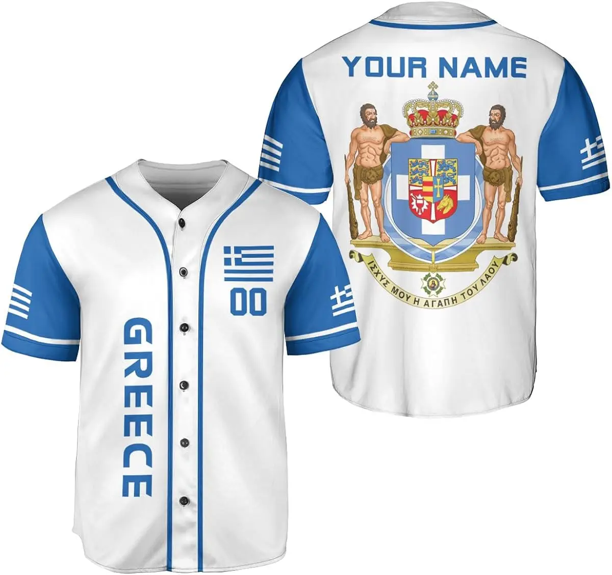 

Custom Name Greece Flag Badge Baseball Jersey Men's Women's Short Sleeve Jersey Men's Streetwear Short Sleeve Sports T-shirt