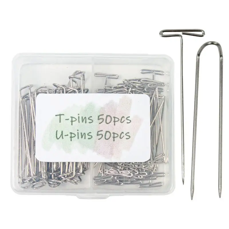 

Blocking Pins For Knitting Stainless Steel Anti-Rust T Pins U Pins Kit With Clear Box Knit Blockers Portable Needlework Supplies