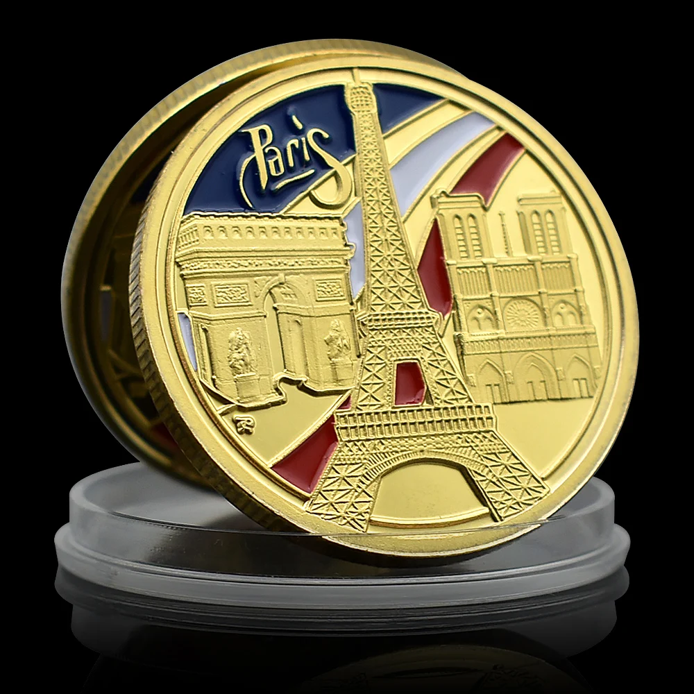 

Eiffel Tower Gold Coin Paris France Commemorative Medal Romantic Landmark Buildings Badge FR Style Souvenir Gift Home Decor