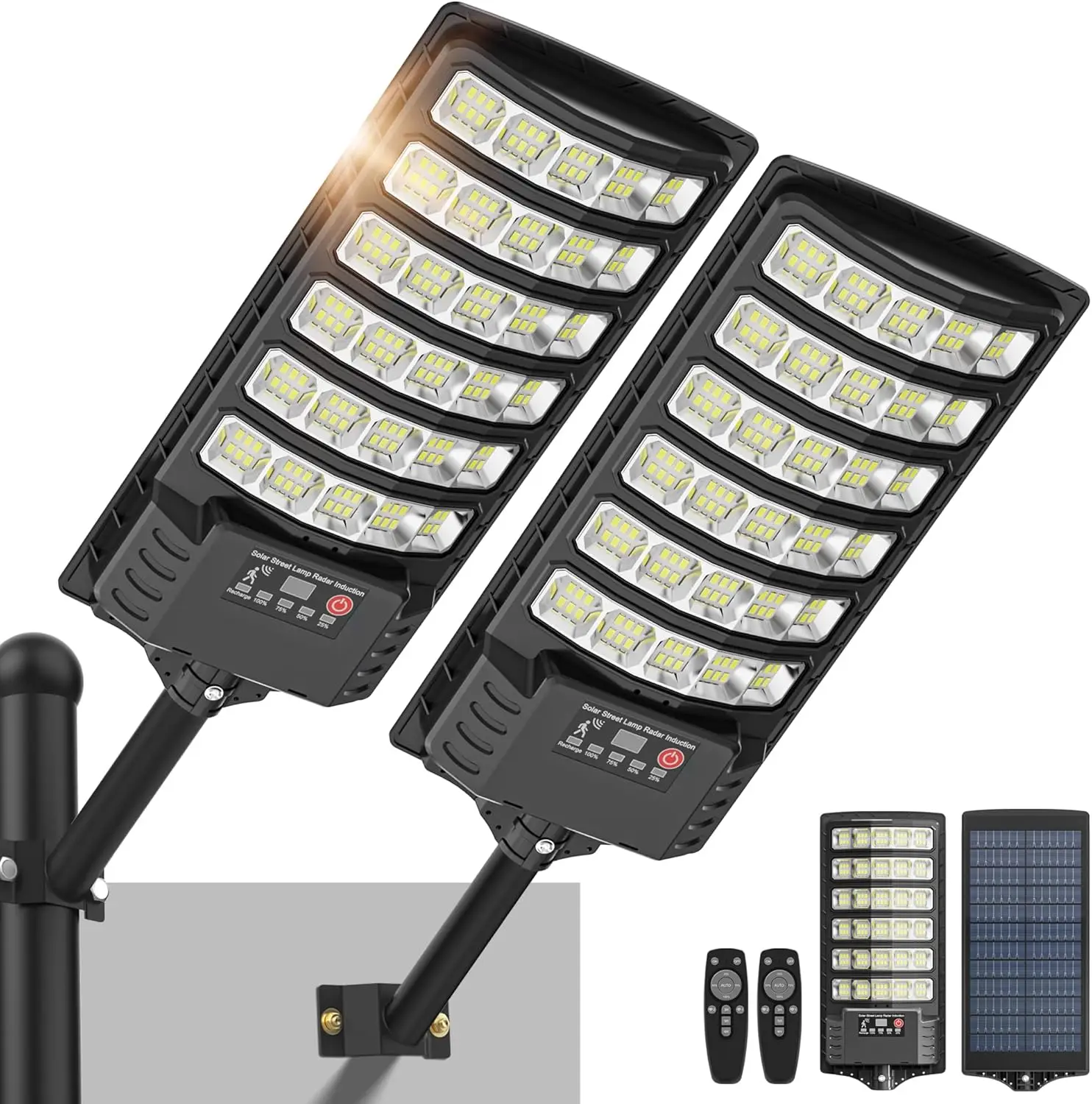 Solar Flood Lights Outdoor High Power Solar Street Security Parking Lot Light with Motion Sensor Dusk to Dawn For Garden Garages