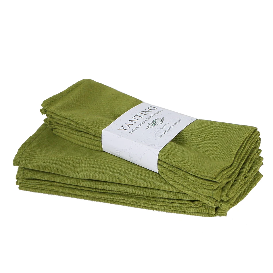 12pcs 30x45 ס מ בד שולחן מפיות כותנה עמיד בד עמיד צבע אחיד לשימוש במטבח אוכל קישוט חתונה