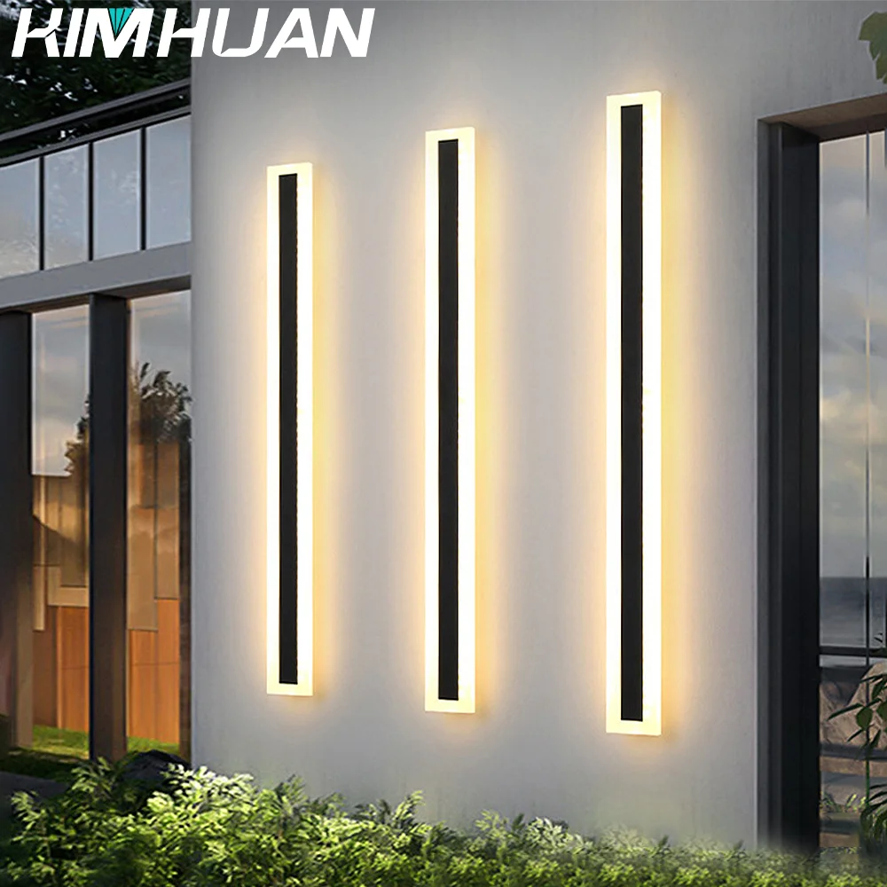 Long Strip Outdoor Wall Lamp Exterior Wall Ip65 Waterproof Modern LED Lighting Garden Villa Balcony Washer 85-265V Dimmable