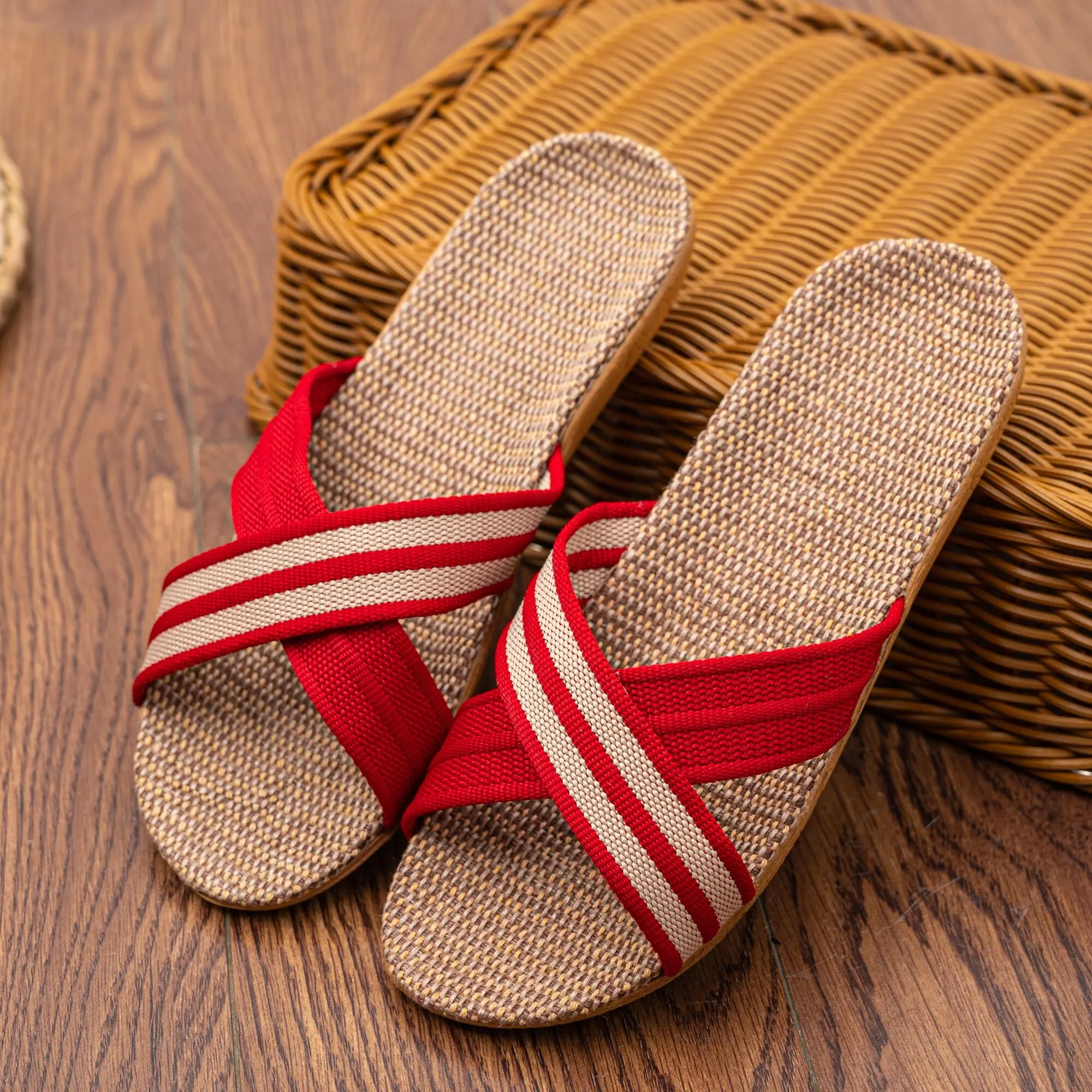 Plus Size Women'S Slippers Flat Sandals Linen Lightweight Casual Summer Slippers Women For Home slippers sandals shoes