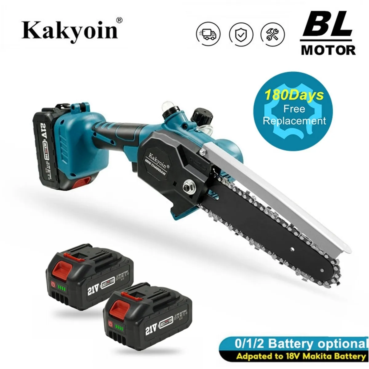 

6 Inch 1200W Brushless Mini Chain Saw Cordless Handheld Pruning Saw with Oil Can Woodworking Electric Saw Cutting Tool Garden
