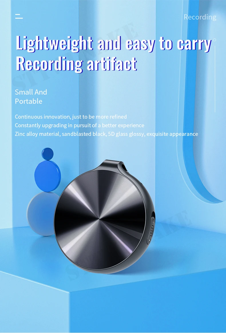 Kompaktan crni diktafon od cinkove legure na izložbi