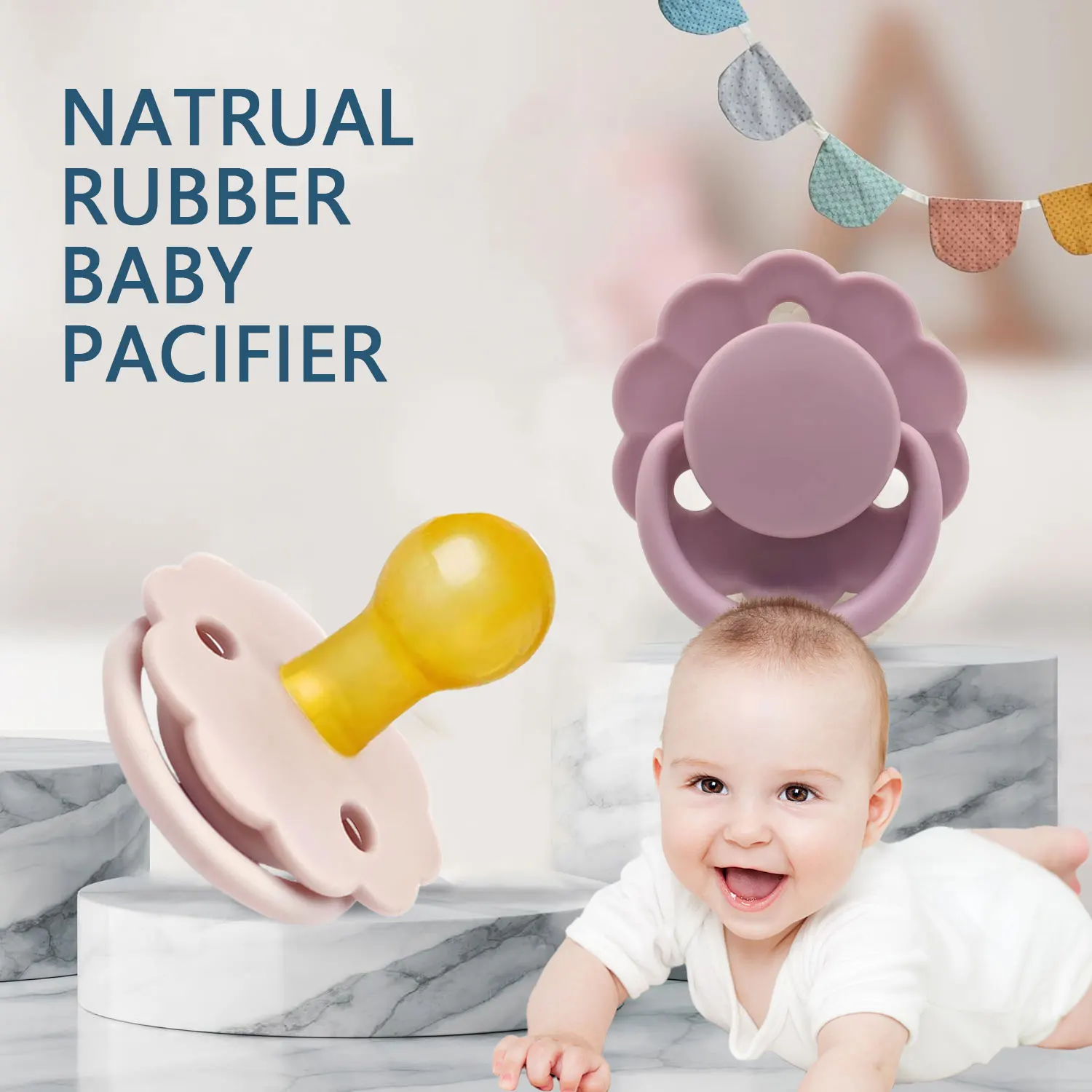 Silicone Pacifier With macaron color pacifier chain 0-36 months old baby high-grade printed pattern baby silicone pacifier