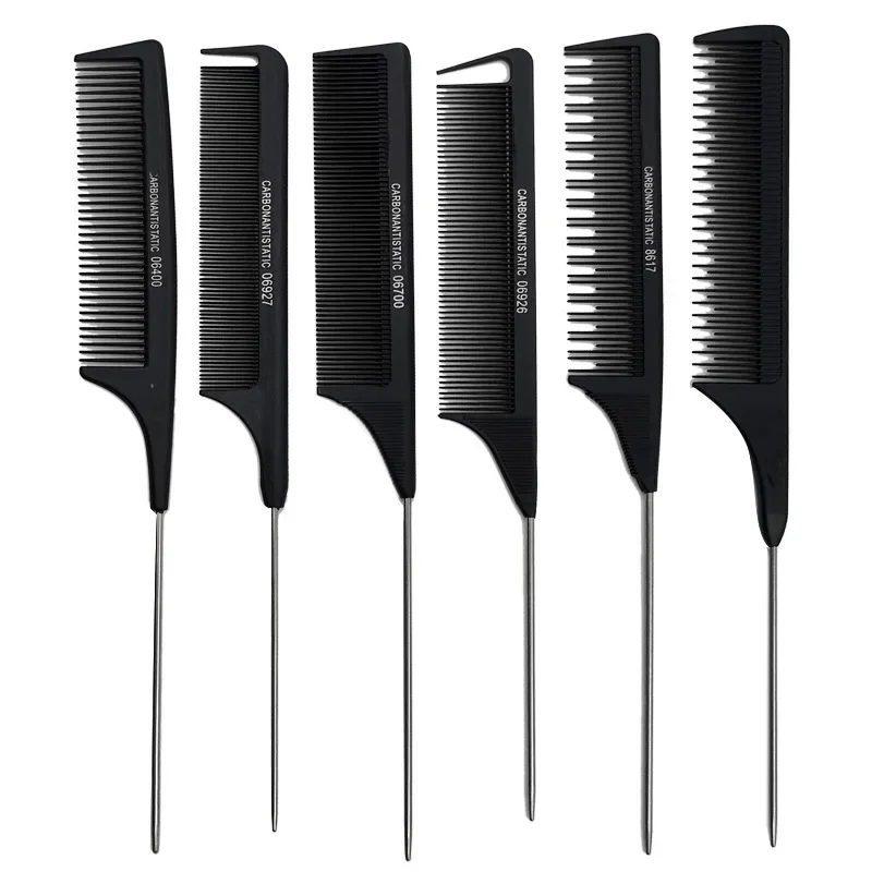 Baby Black Fine Teeth Hair Brush Anti-screw Antiklit Detangling Professional Tail Combs Stainless Steel Styling Care Accessories