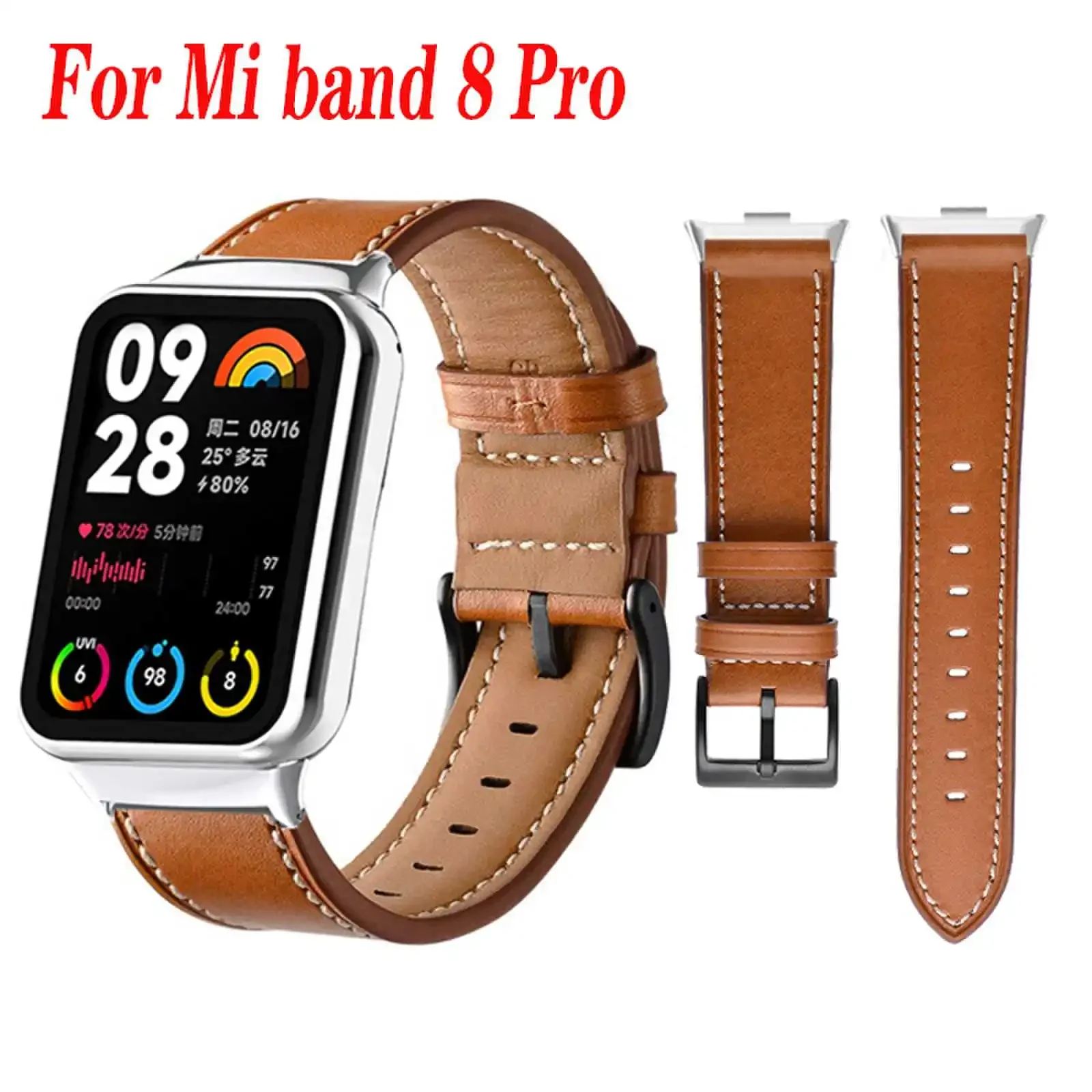 

Кожаный ремешок для Xiaomi Mi Band 8 Pro, сменный кожаный браслет с застежкой-липучкой для Miband 8 PRO