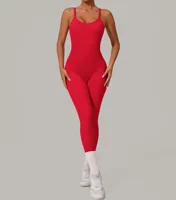 Sexy Hollow Cross Backless Sporty Tight Jumpsuit Woman Sportswear Summer One Pieces Outfit Gym Fitness Overalls Yoga Jump Suit - Image 2