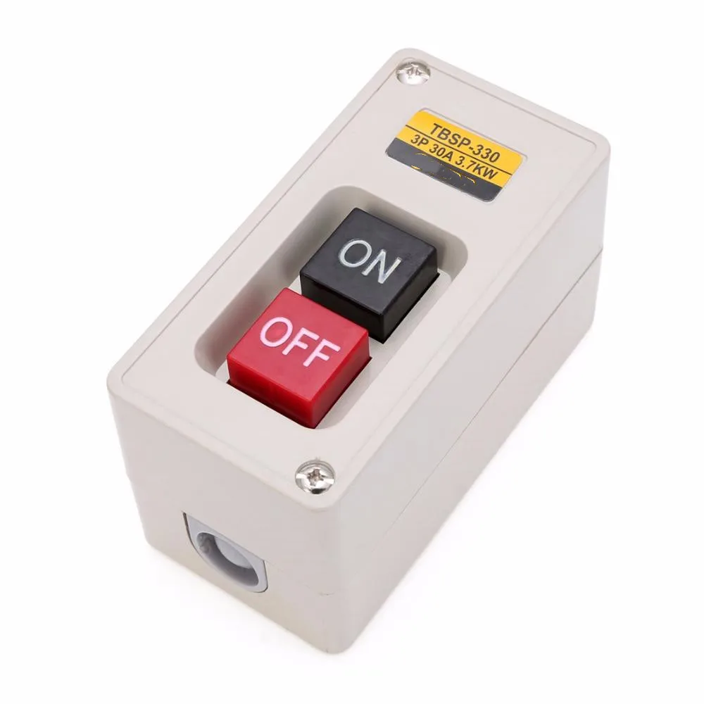 

1Pc 3 Phase 30A 3.7KW Self-Lock Latching On/Off Motor Start Stop Power Pushbutton Switch TBSP-330